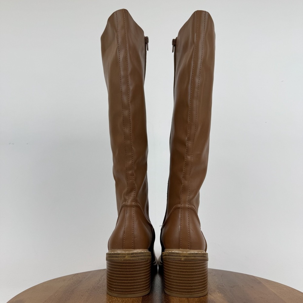 Womens Steven New York Calda Brown Faux Leather Knee High Riding Boots Size 9.5 - Picture 7 of 9